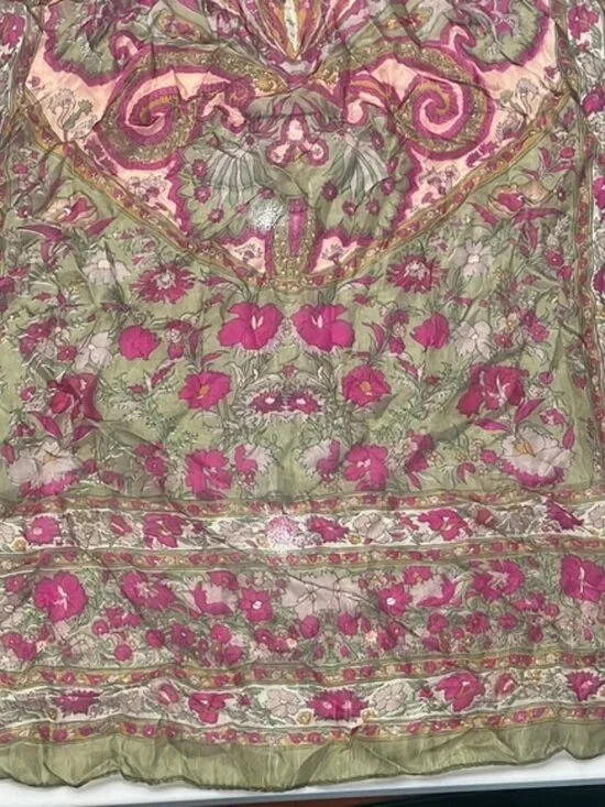 Floral Pink and Green Scarf - Picture 1 of 4